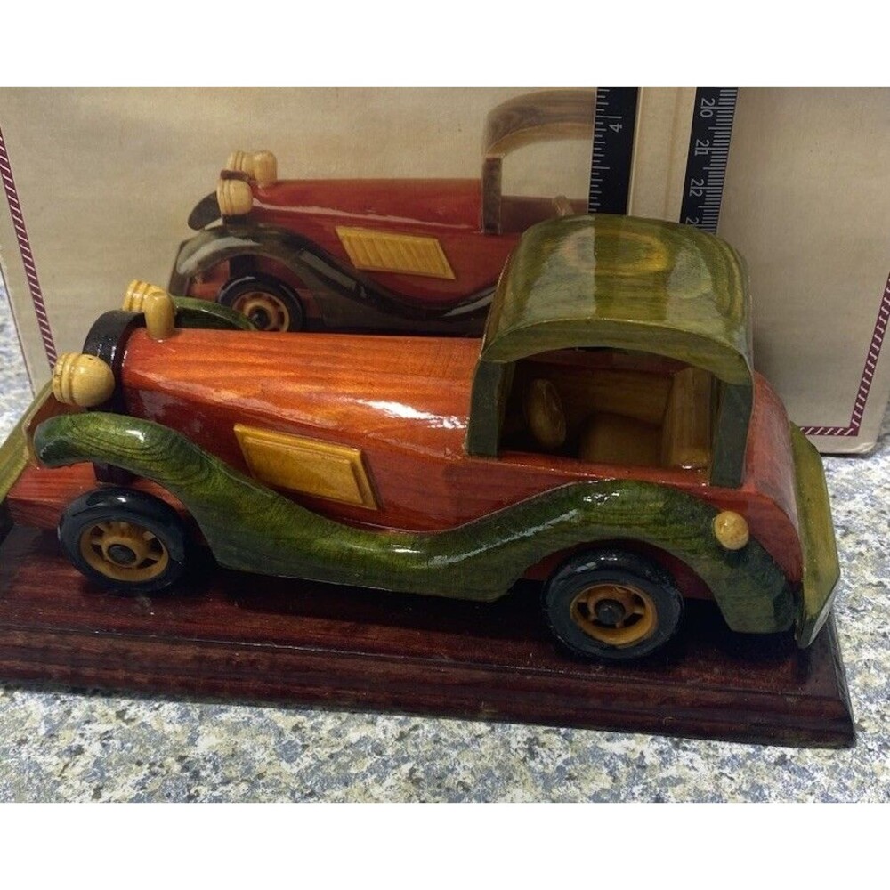 Vtg  Handmade Wooden car Original Box Heritage mint Hand made